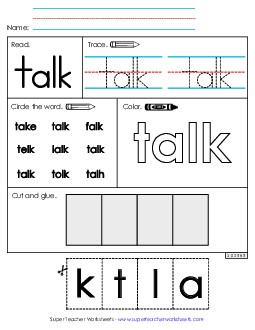 Worksheet 2: Talk Sight Words Individual Worksheet