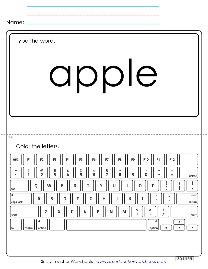 Type the Word: Apple Sight Words Individual Worksheet