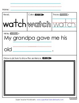 Worksheet 3: Watch Sight Words Individual Worksheet