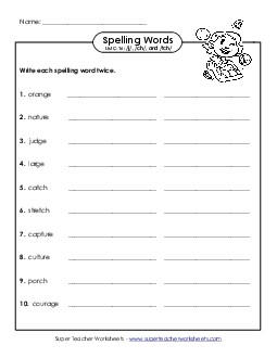 Write Twice (C-16) Spelling C Worksheet