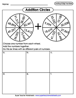 Addition Circles Worksheet