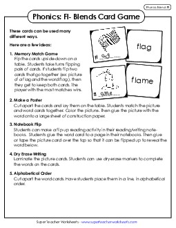 Phonics Card Game (Fl- Blends) Free Phonics Blends Worksheet