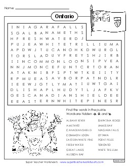 Word Search Canada Worksheet