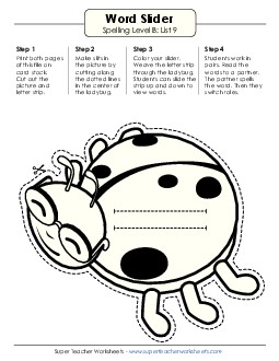 Word Slider (B-9) Spelling B Worksheet