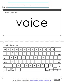 Type the Word: Voice Sight Words Individual Worksheet