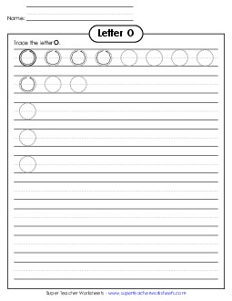 Uppercase O (Smaller Font Size) Alphabet Worksheet