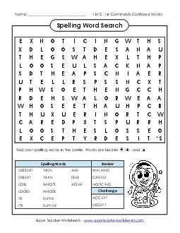 Word Search (C-14) Spelling C Worksheet