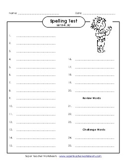 Spelling Test (D-4) Free Spelling D Worksheet