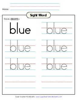 Trace the Word: Blue Sight Words Individual Worksheet