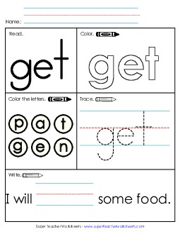 Worksheet 1: Get Sight Words Individual Worksheet