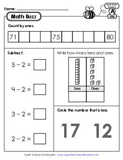 Math Buzz: Week 8 Worksheets 36 through 40 Daily Math Review Worksheet