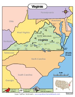 Map of Virginia State Maps Worksheet