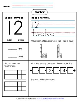 Special Number: Twelve Counting Worksheet