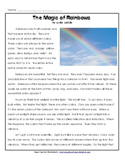 The Magic of Rainbows  5th Grade Reading Comprehension Worksheet