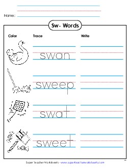 Trace and Write Phonics Blends Worksheet