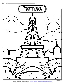 Eiffel Tower Coloring Page Coloring Pages Worksheet