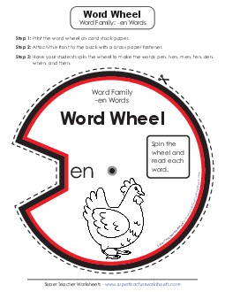 Word Wheel (-en Words) Phonics Worksheet