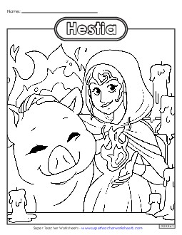 Coloring Page: Hestia Greek Mythology Worksheet