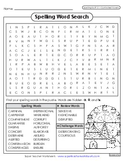 Word Search (F-3)  Spelling F Worksheet