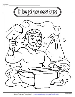 Coloring Page: Hephaestus Greek Mythology Worksheet