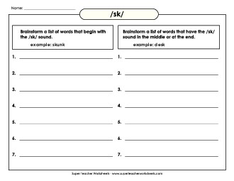 SK Brainstorm (Intermediate) Phonics Blends Worksheet