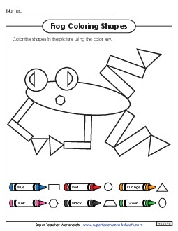 Coloring Shapes - Frog Geometry Worksheet