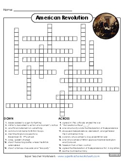 Revolutionary War Crossword Worksheet