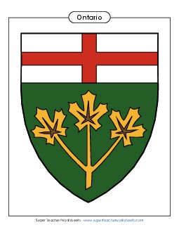 Ontario Escutcheon (Full Colour) Canada Worksheet