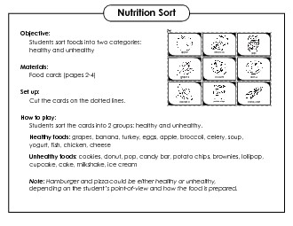 Card Sort: Nutrition Worksheet