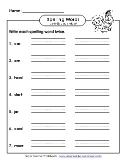 Write Twice (B-22) Spelling B Worksheet