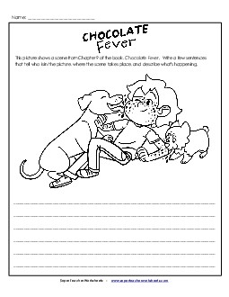 Summarize the picture: Chapters 9-10 Book Chocolate Fever Worksheet