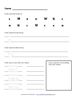 Letter N n - Practice Sheet Alphabet Worksheet