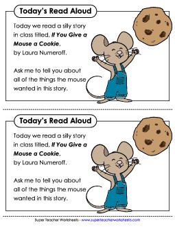 Take-Home Note: Mouse Cookie Picture Book Give A Mouse A Cookie Worksheet