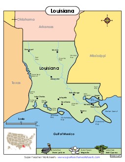 Map of Louisiana State Maps Worksheet