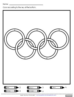 Color-by-Number: Olympic Rings Olympics Worksheet