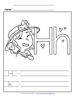 Letter H - Color and Write Alphabet Worksheet