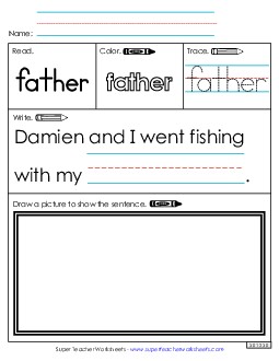 Worksheet 3: Father Sight Words Individual Worksheet