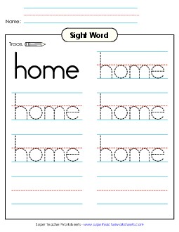 Trace the Word: Home Sight Words Individual Worksheet