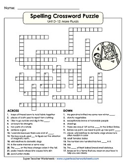 Crossword Puzzle (D-12)  Spelling D Worksheet