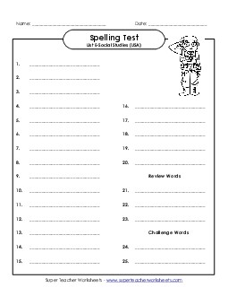 Spelling Test Spelling E Worksheet