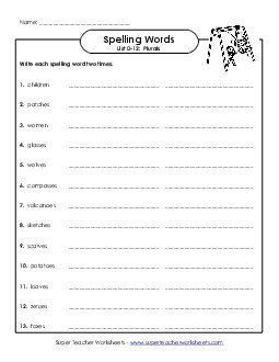 Write Twice (D-12) Spelling D Worksheet