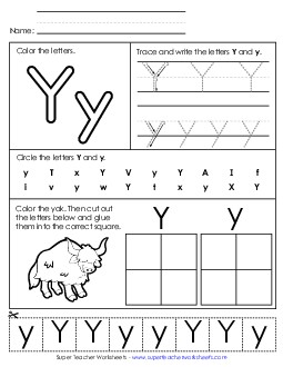 Letter Y - Mixed Skills (Basic) Alphabet Worksheet