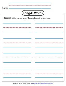 Brainstorm Long O Words Phonics Long Short O Worksheet