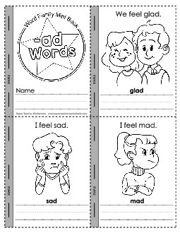 Mini-Book: -ad Words Word Families Worksheet