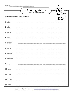 Write Twice (E-16) Spelling E Worksheet