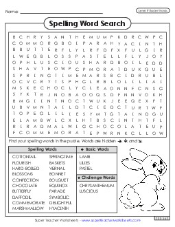 Word Search (Easter)  Spelling F Worksheet