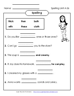 Sentence Completion (A-26)  Spelling A Worksheet