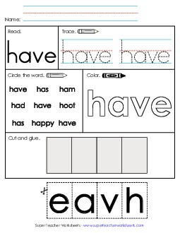 Have (Sight Word) Sight Words Individual Worksheet