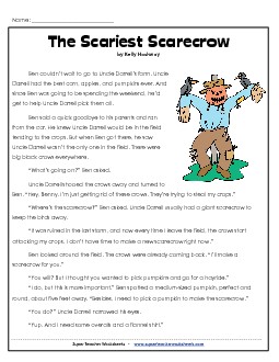 Scariest Scarecrow  Reading Comprehension Worksheet