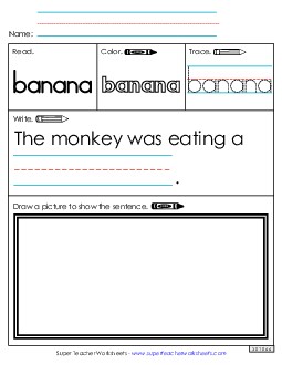 Worksheet 3: Banana Sight Words Individual Worksheet